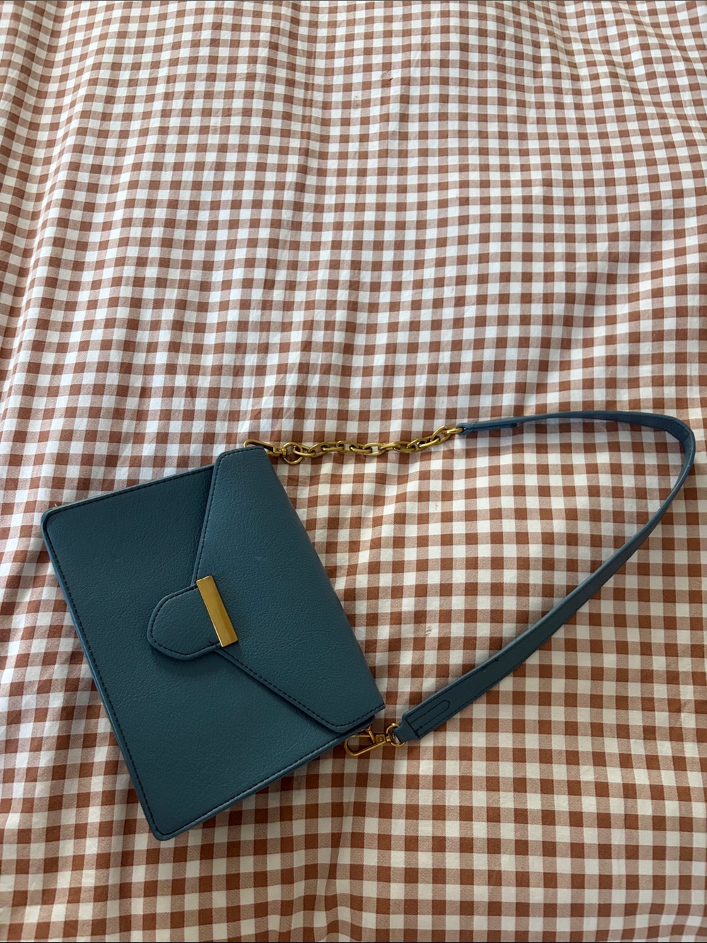 Rachel Zoe Teal Crossbody Bag with Gold Chain Accent